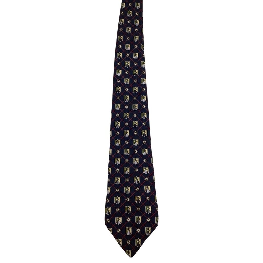 Tommy Hilfiger 100% Silk Mens Tie With Shield Pattern 59" X 4" Made In Italy